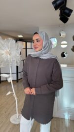 Keten Gömlek - Antrasit - Görsel 3