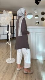 Keten Gömlek - Antrasit - Görsel 4