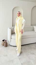 Tuşe Yelek Takım - Sarı