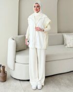 Tuşe Yelek Takım - Beyaz