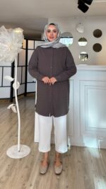 Keten Gömlek - Antrasit - Görsel 6