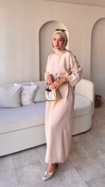 Esil Tensel Elbise - Bej