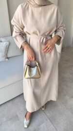 Esil Tensel Elbise - Bej - Görsel 8