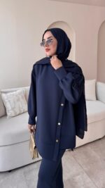 Sole Düğmeli Scuba Takım - Lacivert - Görsel 4