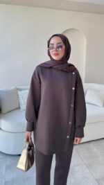 Sole Düğmeli Scuba Takım - Acı Kahve - Görsel 3