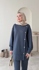 Sole Düğmeli Scuba Takım - Antrasit - Görsel 5