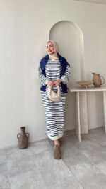 Misra Basic Elbise - Mavi - Görsel 2