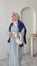 Misra Basic Elbise - Mavi - Görsel 4