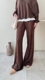 Lunar Taşlı Pantalon - Kahverengi - Görsel 4