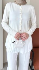 Viril Merserize Hırka - Beyaz - Görsel 6