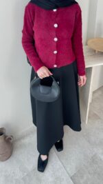 Esle Angora Hırka - Bordo - Görsel 2