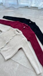 Esle Angora Hırka - Bordo - Görsel 4