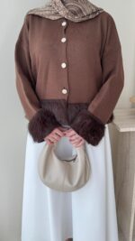 Mono Kürklü Hırka - Kahverengi - Görsel 4