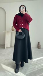 Besa Angora Hırka - Bordo - Görsel 6