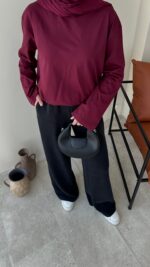 Bushu Basic Tişört - Bordo - Görsel 5