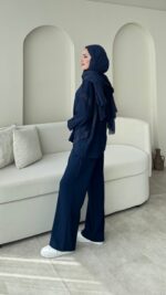 Mihri Şeritli Oyşo Takım - Lacivert - Görsel 2