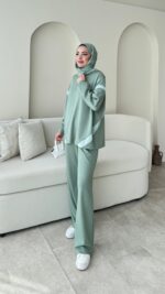 Mihri Şeritli Oyşo Takım - Mint Yeşil - Görsel 4