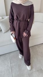 Berli Düğmeli Oyşo Takım  - Kahverengi - Görsel 3