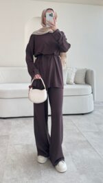 Berli Düğmeli Oyşo Takım  - Kahverengi - Görsel 4