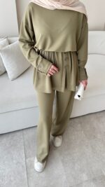 Berli Düğmeli Oyşo Takım  - Yeşil ( ÖN Sipariş ) - Görsel 4