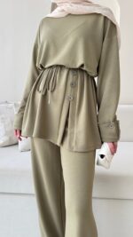 Berli Düğmeli Oyşo Takım  - Yeşil ( ÖN Sipariş ) - Görsel 5