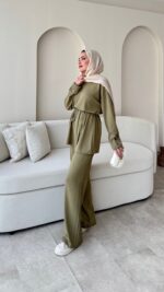 Berli Düğmeli Oyşo Takım  - Yeşil ( ÖN Sipariş ) - Görsel 7