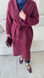 Demi Angora Hırka - Bordo - Görsel 3