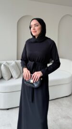 Zeli Basic Elbise - Siyah - Görsel 5