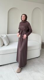 Zeli Basic Elbise - Kahverengi - Görsel 2