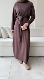 Zeli Basic Elbise - Kahverengi - Görsel 4