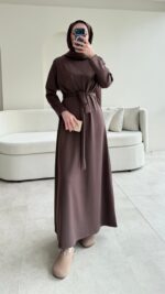 Zeli Basic Elbise - Kahverengi - Görsel 5