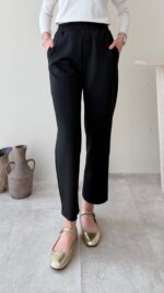 Düz Kesim Scuba Pantalon - Siyah