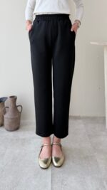 Düz Kesim Scuba Pantalon - Siyah - Görsel 2