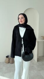 Mirla Triko Hırka - Siyah - Görsel 4