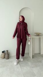 Gisa Fermuarlı Oyşo Takım - Bordo - Görsel 4
