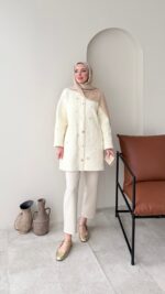 Merli Angora Hırka - Krem - Görsel 5