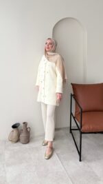 Merli Angora Hırka - Krem - Görsel 10