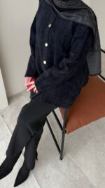 Mire Angora Hırka - Siyah - Görsel 5