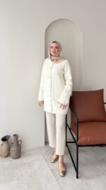 Mire Angora Hırka - Krem - Görsel 3