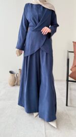 Derne İpek Qupra Takım - Lacivert - Görsel 4