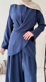 Derne İpek Qupra Takım - Lacivert - Görsel 5