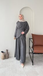 Derne İpek Qupra Takım - Antrasit - Görsel 2