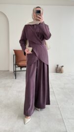 Derne İpek Qupra Takım - Mürdüm - Görsel 9