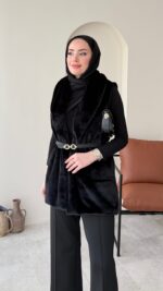 Mira Kürk Yelek - Siyah - Görsel 3