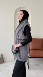 Mira Kürk Yelek - Antrasit - Görsel 4