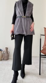 Mira Kürk Yelek - Antrasit - Görsel 7