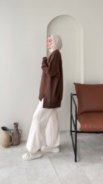 Efin Kesimli Sweat - Kahverengi(ön sipariş ) - Görsel 2