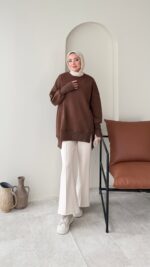 Efin Kesimli Sweat - Kahverengi(ön sipariş ) - Görsel 3