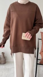 Efin Kesimli Sweat - Kahverengi(ön sipariş ) - Görsel 6