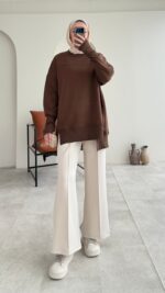 Efin Kesimli Sweat - Kahverengi(ön sipariş ) - Görsel 7
